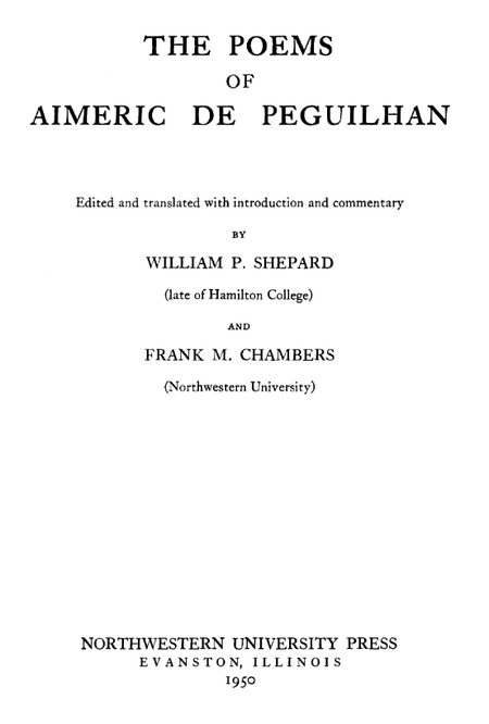 Cover of The Poems of Aimeric de Peguilhan